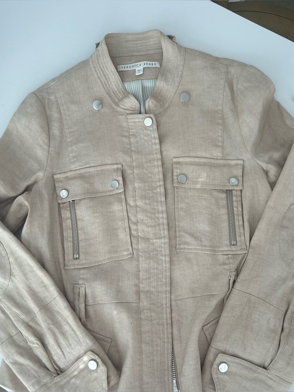Veronica Beard Women's linen moto /utility jacket sz 10